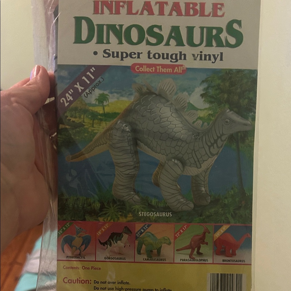 Inflatable Dinosaur Toy - Silver Stegosaurus